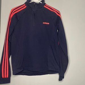 Adidas 1/4 zip up sweatshirt (Blue with Pink stripes on arms)